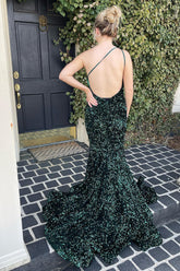 Green Sequins Mermaid Long Prom Dress
